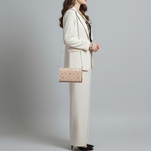 Christian Louboutin Paloma Embellished Leather And Patent Leather Chain Clutch - Picture 2 of 7